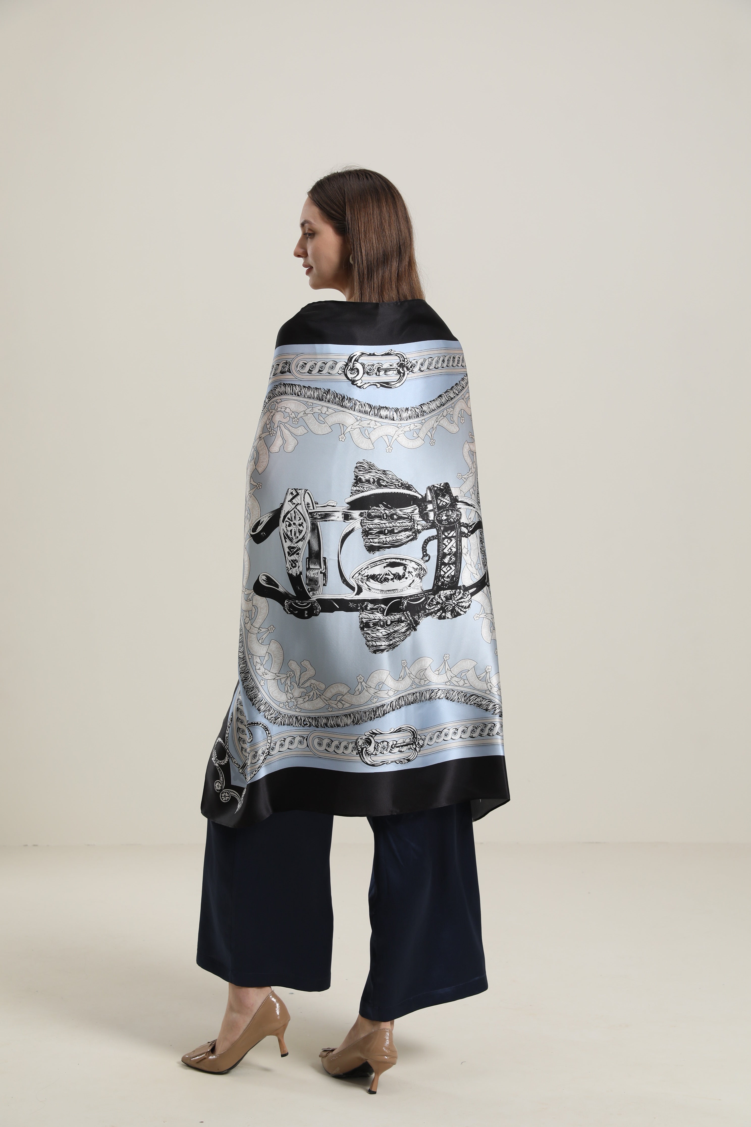 Vintage Silk Scarf, Black