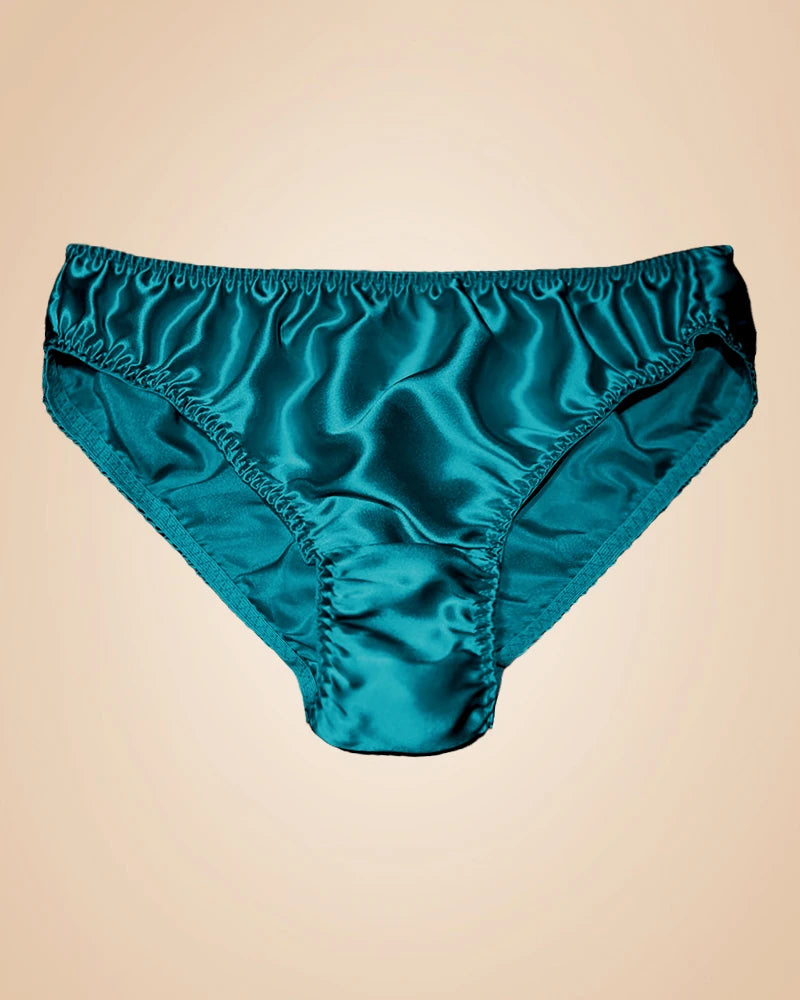 Women's 100% Silk Panties, Peacock Blue