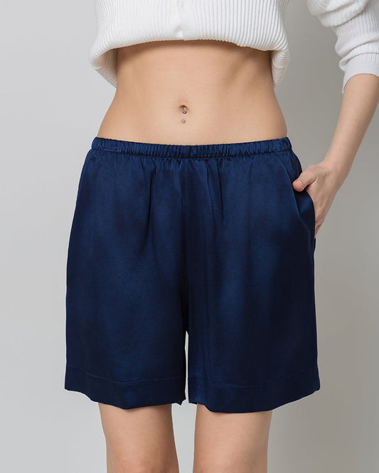 Women's Silk Pajama Shorts, Navy