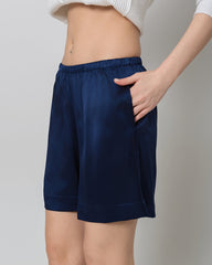 Women's Silk Pajama Shorts, Navy