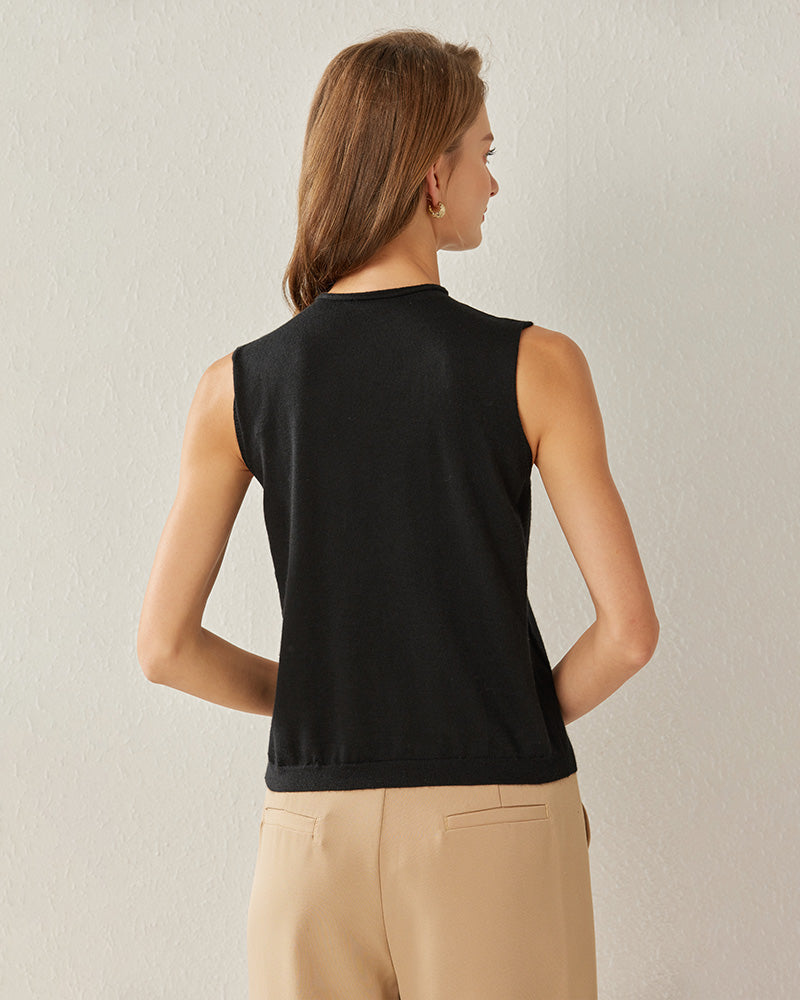 Women's Cashmere Tank Top, Black