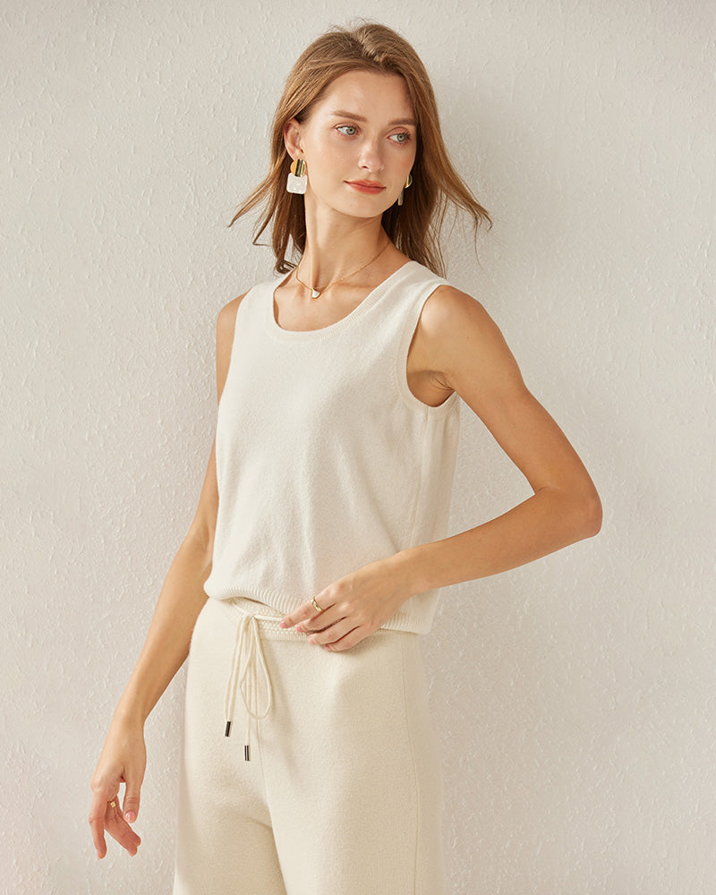 Women's Cashmere Tank Top, White