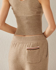 Women's Wide Leg Cashmere Pants, Camel