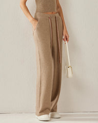 Women's Wide Leg Cashmere Pants, Camel