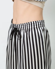 Striped Silk Pajamas Set Sleepwear, Black and White