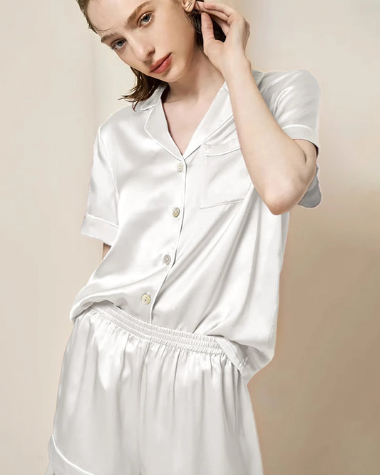 Washable Silk Pajama Short Sleeve Set