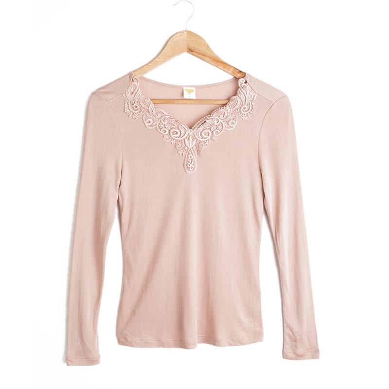 100% Silk Women Thermal Underwear Top, Pink