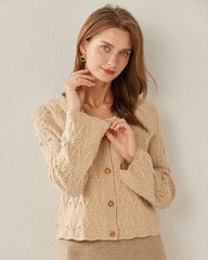 V-Neck Cable Knit Cashmere Cardigan