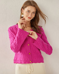 V-Neck Cable Knit Cashmere Cardigan