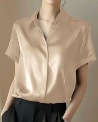 Classic Concealed Silk Shirt Champagne