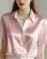 Classic Concealed Silk Shirt, Rose Pink