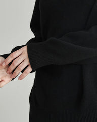 Women's Oversized Turtleneck Cashmere Sweater, Black