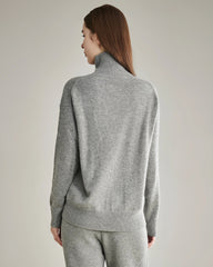 Women's Oversized Turtleneck Cashmere Sweater, Grey