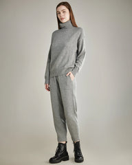 Women's Oversized Turtleneck Cashmere Sweater, Grey