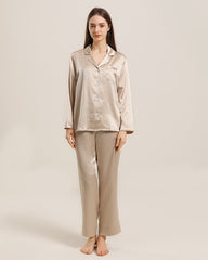 Women's Silk Two Piece Pajamas, Champagne