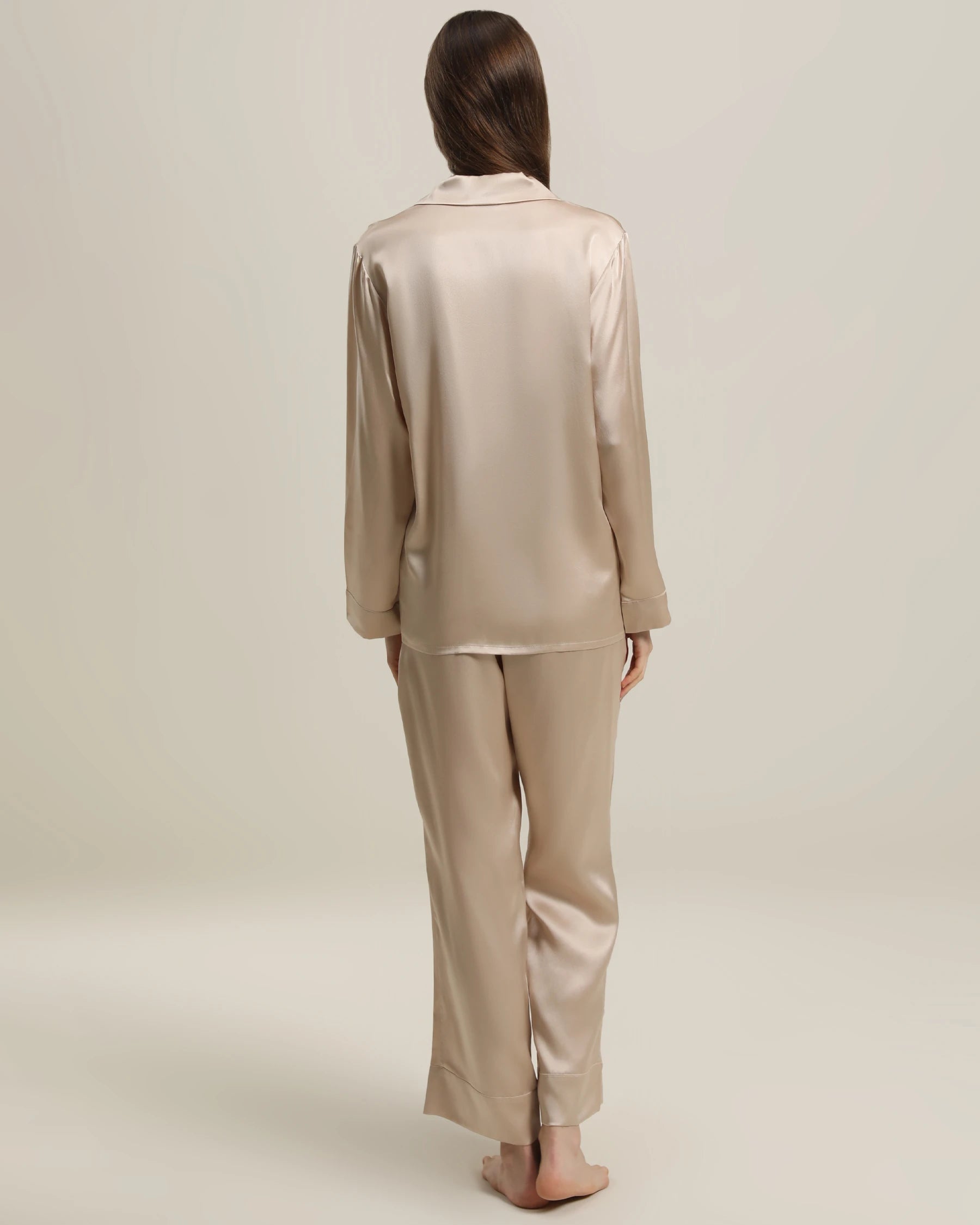 Women's Silk Two Piece Pajamas, Champagne