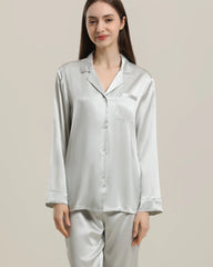 Women's Silk Two Piece Pajamas, Grey