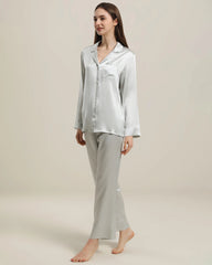 Women's Silk Two Piece Pajamas, Grey