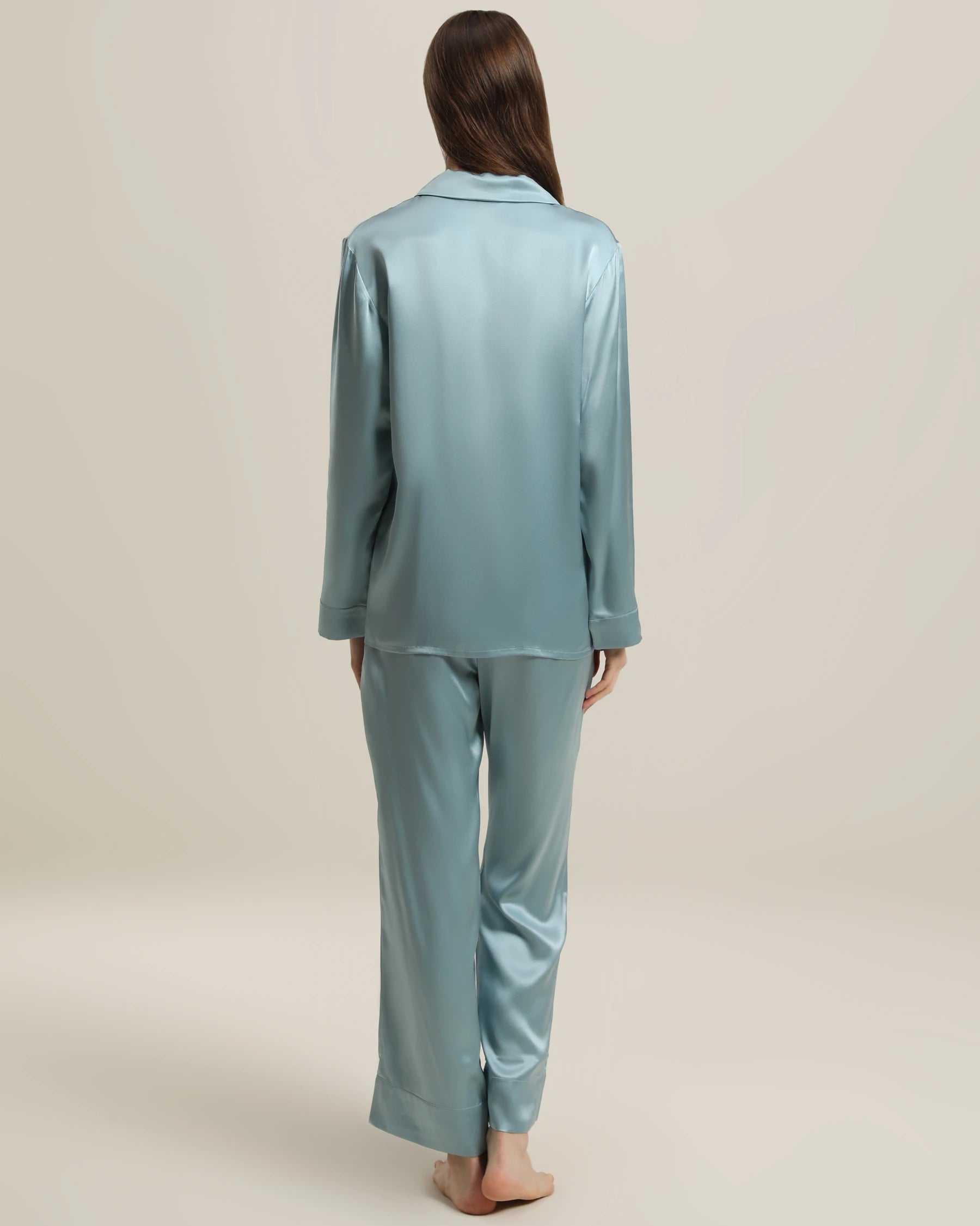 Women's Silk Two Piece Pajamas, Haze Blue