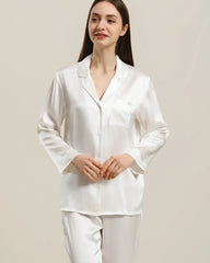 Women's Silk Two Piece Pajamas, White