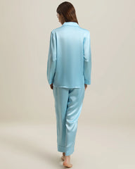 Women's Silk Two Piece Pajamas, Sky Blue