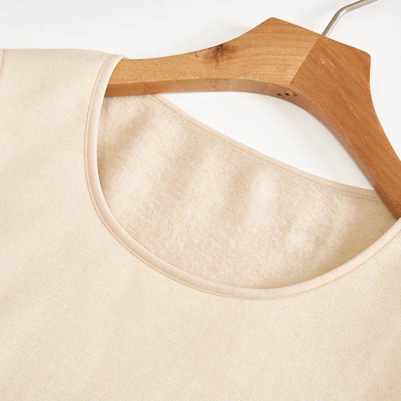 Women's Silk Velvet Thermal Vest, Beige