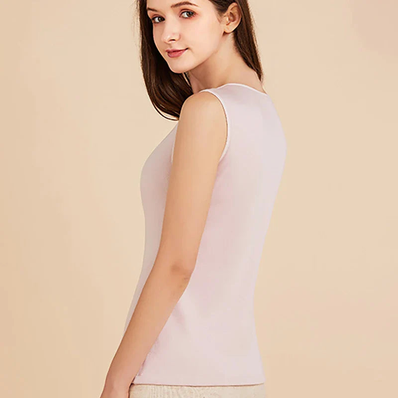 Women's Silk Velvet Thermal Vest, Pink