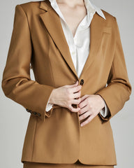 Women's Wool Blazer with Single Button, Camel