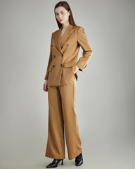 Women's Wool Double-Breasted Blazer, Camel