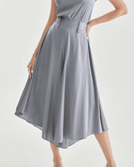 High Waist Silk Women Pants Wide Leg Pants, Grey