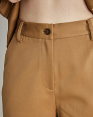 Wool Flared Suit Trousers for Women, Camel