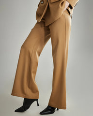 Wool Flared Suit Trousers for Women, Camel