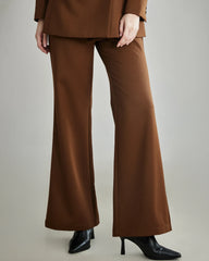 Wool Flared Suit Trousers for Women, Caramel