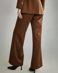 Wool Flared Suit Trousers for Women, Caramel