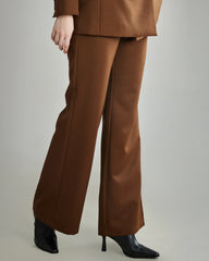Wool Flared Suit Trousers for Women, Caramel