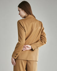 Wool Peak Lapel Blazer for Women, Camel