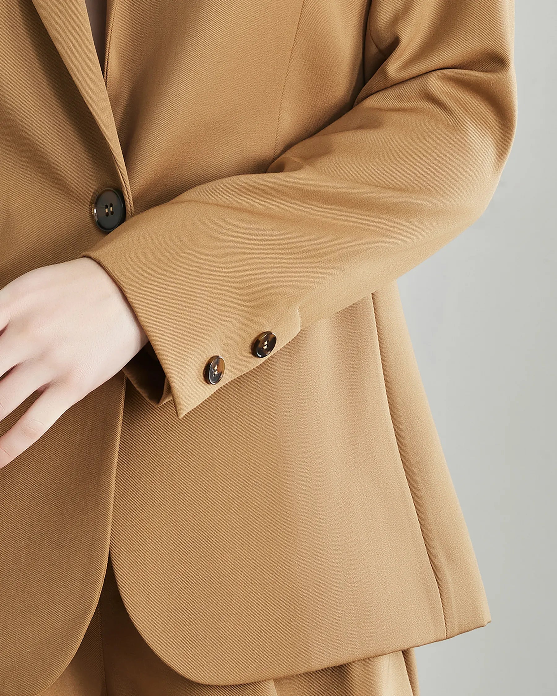 Wool Peak Lapel Blazer for Women, Camel