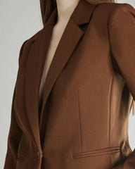 Wool Peak Lapel Blazer for Women, Caramel