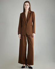 Wool Peak Lapel Blazer for Women, Caramel
