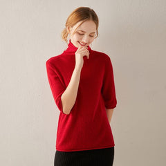 Short Sleeve Turtleneck Cashmere Sweater