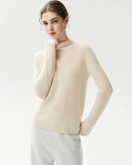 100% Pure Cashmere Funnel Neck Knit Top