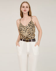 Leopard Print V-necCross Back Cami Top