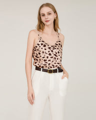 Leopard Print V-necCross Back Cami Top