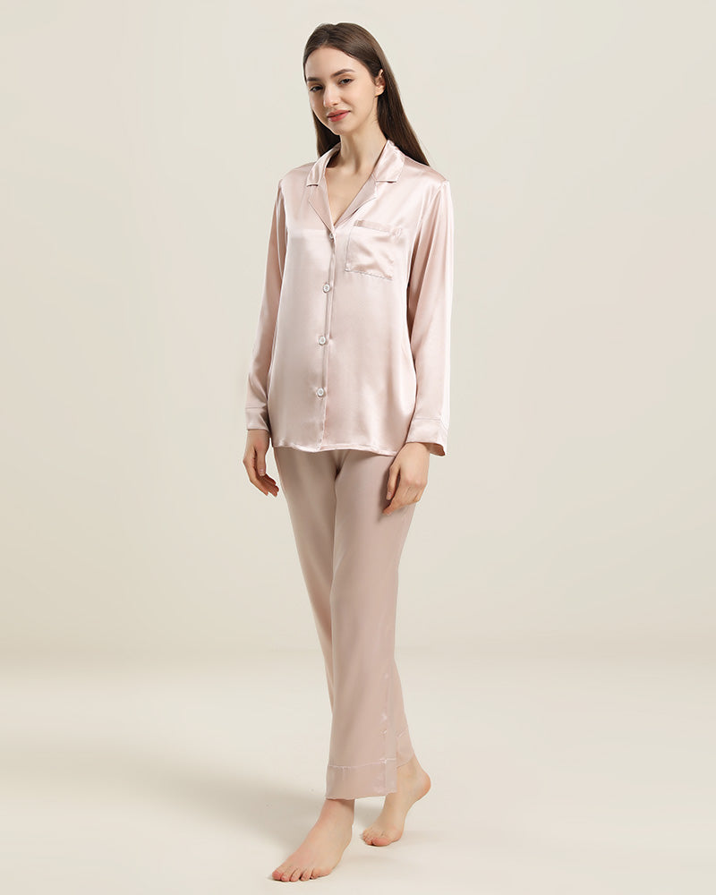 Women's Silk Two Piece Pajamas, Pink