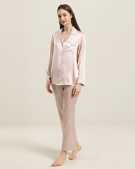 Women's Silk Two Piece Pajamas, Pink