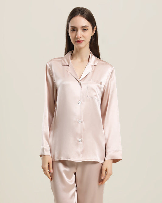Women's Silk Two Piece Pajamas, Pink