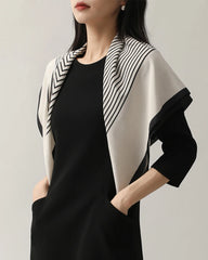 Classic Silk Striped Scarf, Black and White