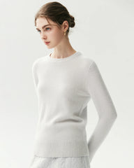100% Cashmere Basic Crew Neck Pullover