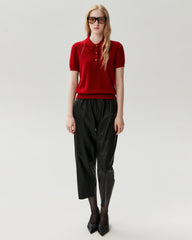 100% Cashmere Button-Front Polo Sweater