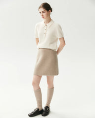 100% Cashmere Button-Front Polo Sweater